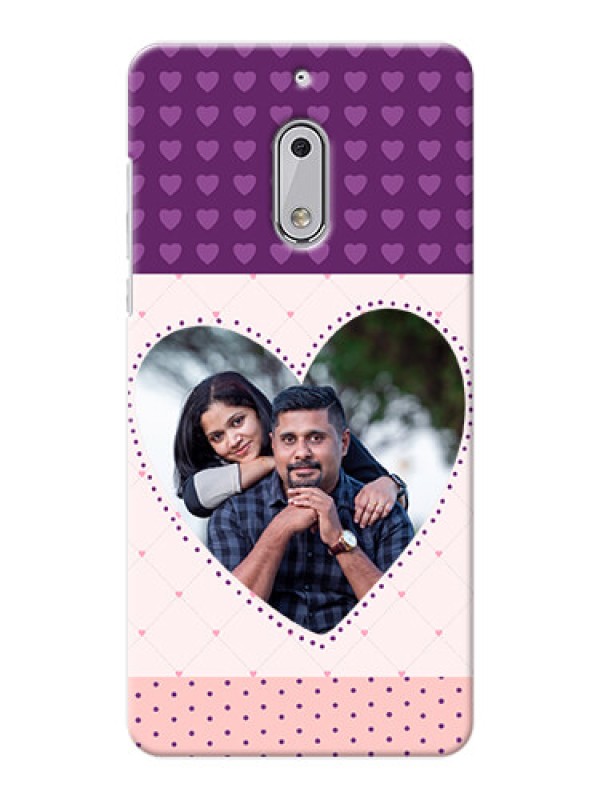 Custom Nokia 6 Violet Dots Love Shape Mobile Cover Design