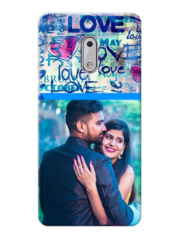 Custom Nokia 6 Colourful Love Patterns Mobile Case Design