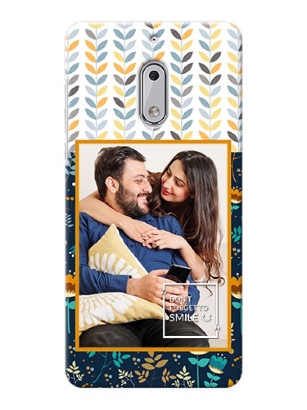 Custom Nokia 6 seamless and floral pattern design with smile quote Design