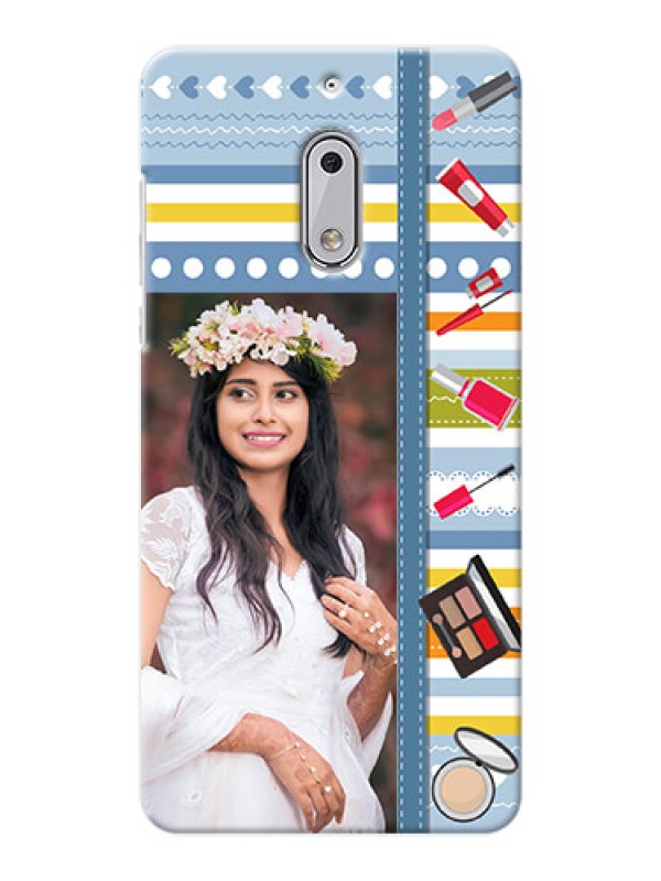 Custom Nokia 6 hand drawn backdrop with makeup icons Design