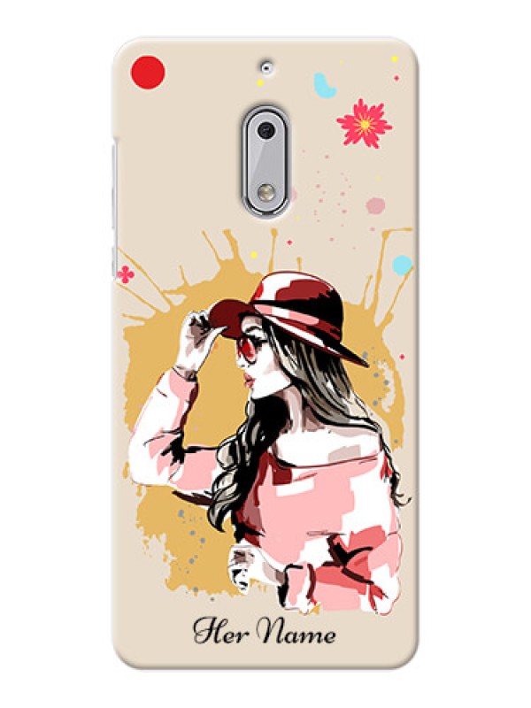 Custom Nokia 6 Back Covers: Women with pink hat Design