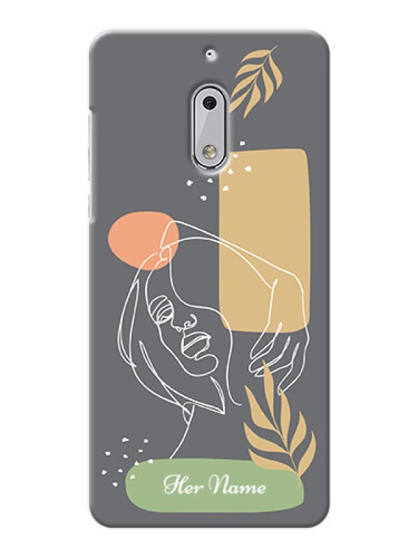 Custom Nokia 6 Phone Back Covers: Gazing Woman line art Design