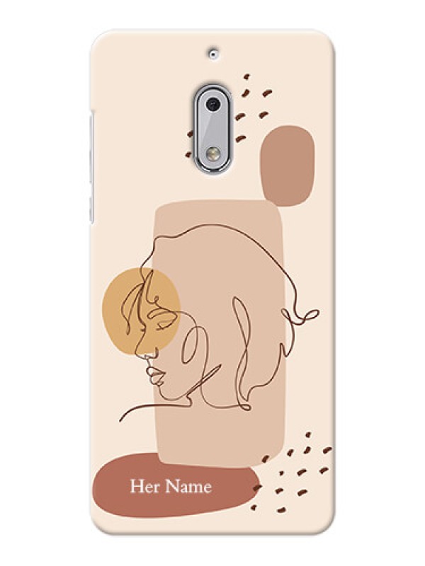 Custom Nokia 6 Custom Phone Covers: Calm Woman line art Design