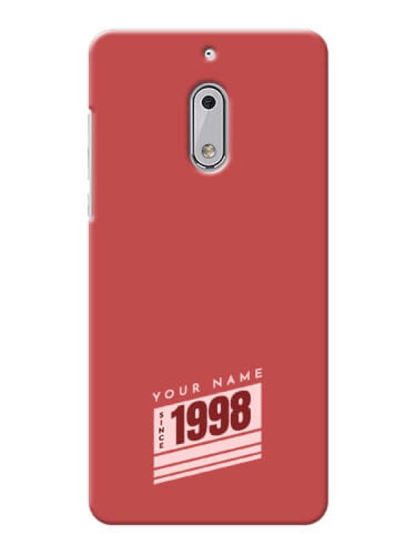 Custom Nokia 6 Phone Back Covers: Red custom year of birth Design