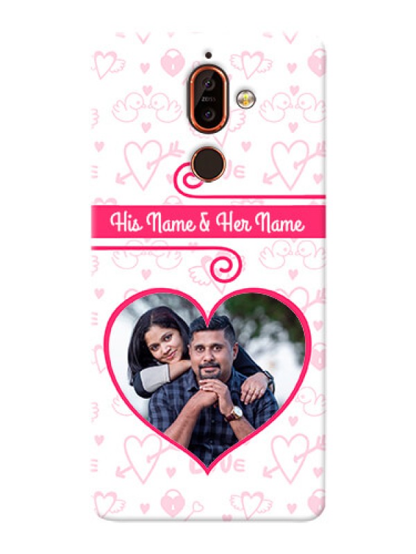 Custom Nokia 7 Plus Personalized Phone Cases: Heart Shape Love Design