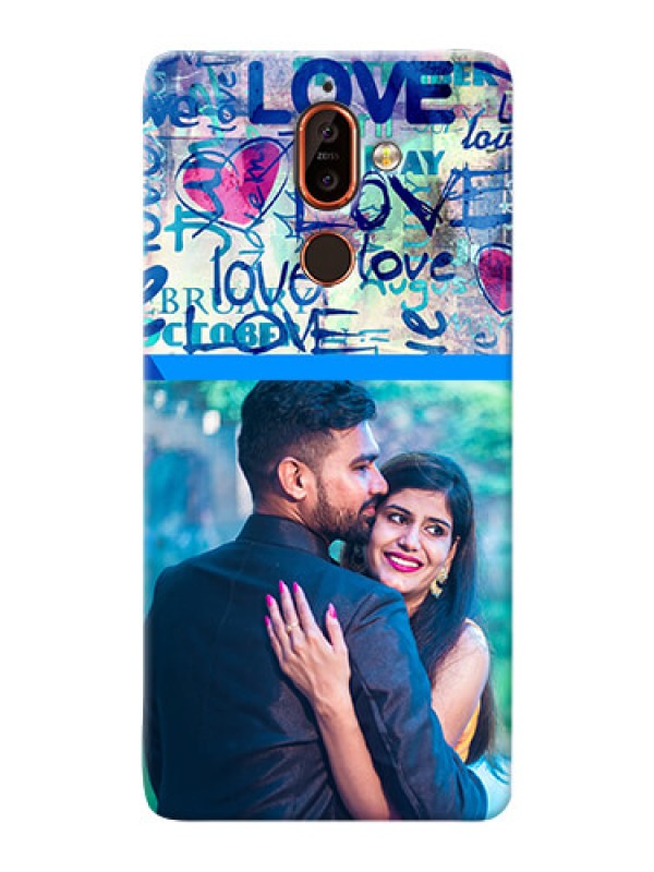 Custom Nokia 7 Plus Mobile Covers Online: Colorful Love Design