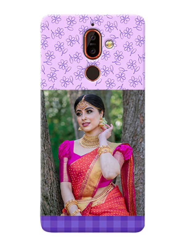 Custom Nokia 7 Plus Mobile Cases: Purple Floral Design