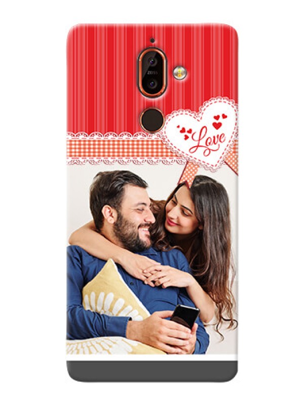 Custom Nokia 7 Plus phone cases online: Red Love Pattern Design