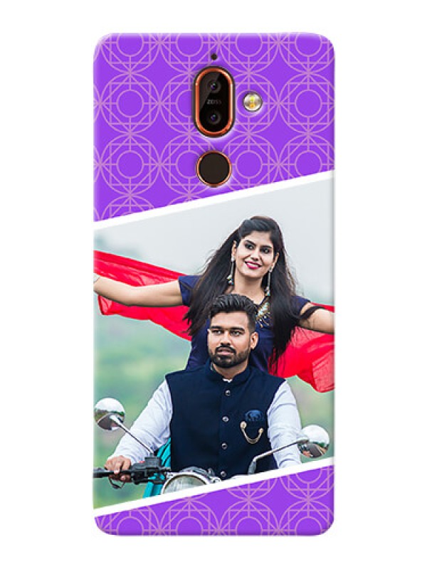 Custom Nokia 7 Plus mobile back covers online: violet Pattern Design