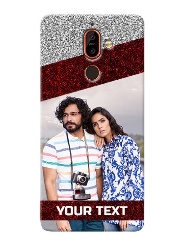 Custom Nokia 7 Plus Mobile Cases: Image Holder with Glitter Strip Design