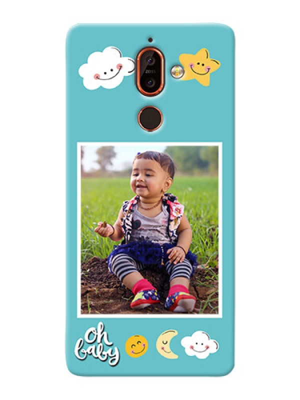 Custom Nokia 7 Plus Personalised Phone Cases: Smiley Kids Stars Design