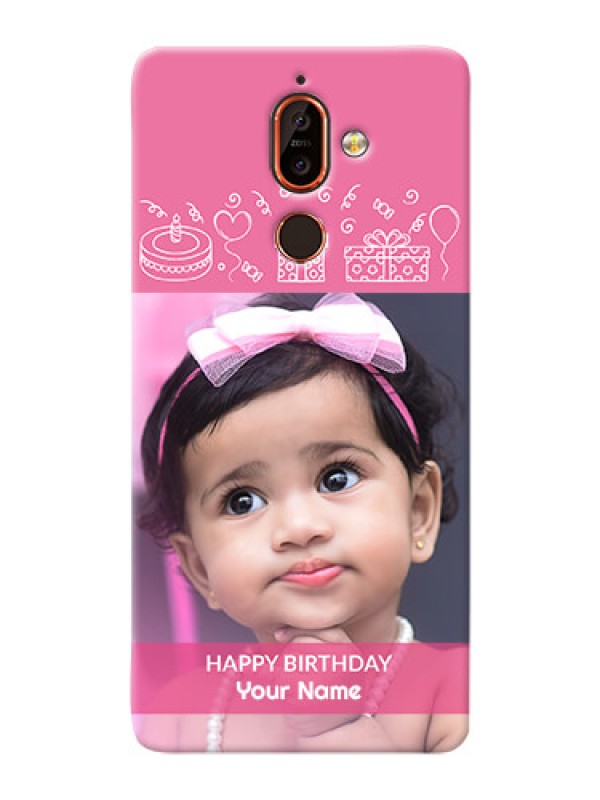 Custom Nokia 7 Plus Custom Mobile Cover with Birthday Line Art Design