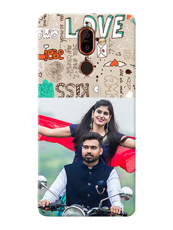 Custom Nokia 7 Plus Personalised mobile covers: Love Doodle Pattern 