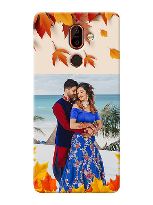 Custom Nokia 7 Plus Mobile Phone Cases: Autumn Maple Leaves Design