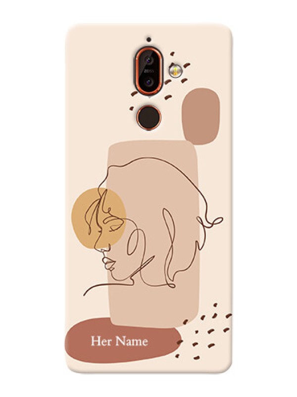 Custom Nokia 7 Plus Custom Phone Covers: Calm Woman line art Design