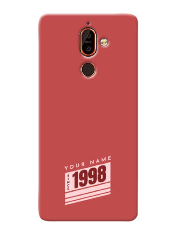 Custom Nokia 7 Plus Phone Back Covers: Red custom year of birth Design