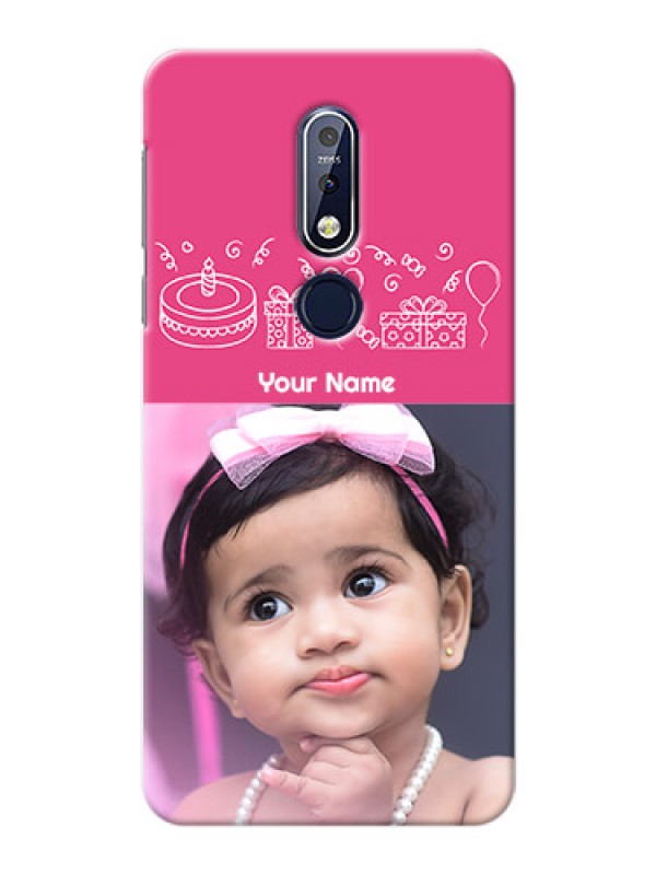 Custom Nokia 7.1 Custom Mobile Cover with Birthday Line Art Design