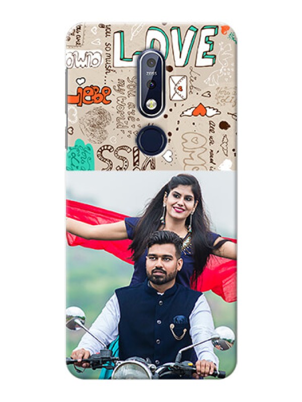 Custom Nokia 7.1 Personalised mobile covers: Love Doodle Pattern 