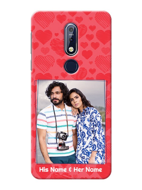 Custom Nokia 7.1 Mobile Back Covers: with Red Heart Symbols Design