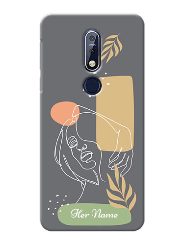 Custom Nokia 7.1 Phone Back Covers: Gazing Woman line art Design