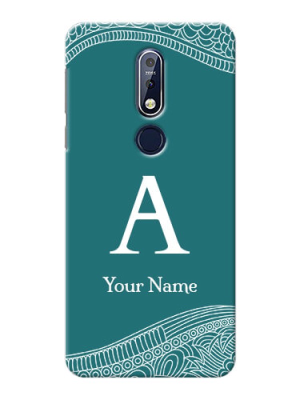Custom Nokia 7.1 Mobile Back Covers: line art pattern with custom name Design