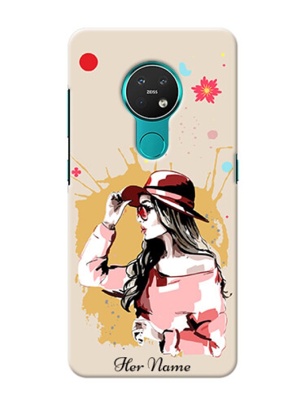 Custom Nokia 7.2 Back Covers: Women with pink hat Design