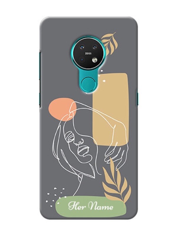 Custom Nokia 7.2 Phone Back Covers: Gazing Woman line art Design