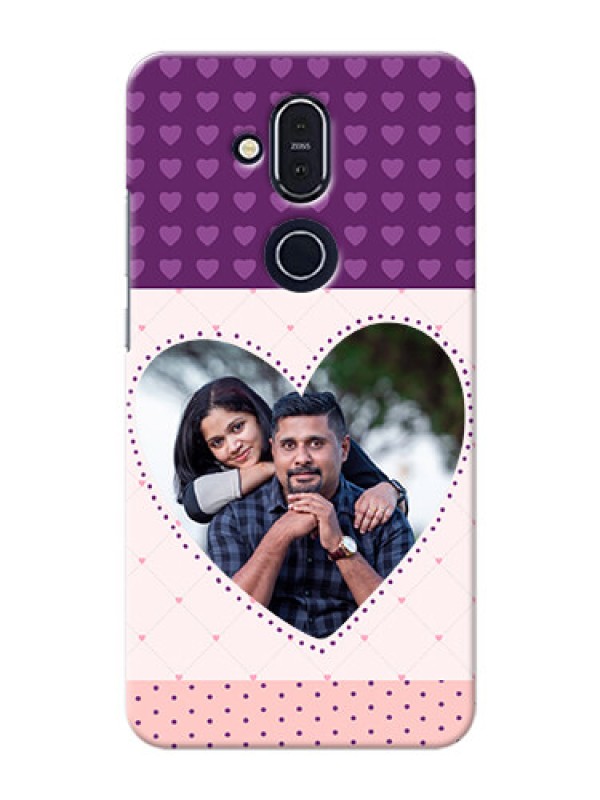 Custom Nokia 8.1 Mobile Back Covers: Violet Love Dots Design