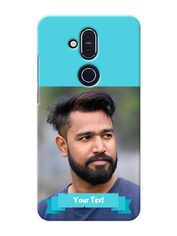 Custom Nokia 8.1 Personalized Mobile Covers: Simple Blue Color Design