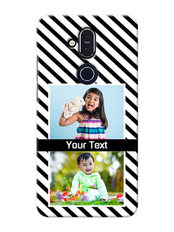 Custom Nokia 8.1 Back Covers: Black And White Stripes Design