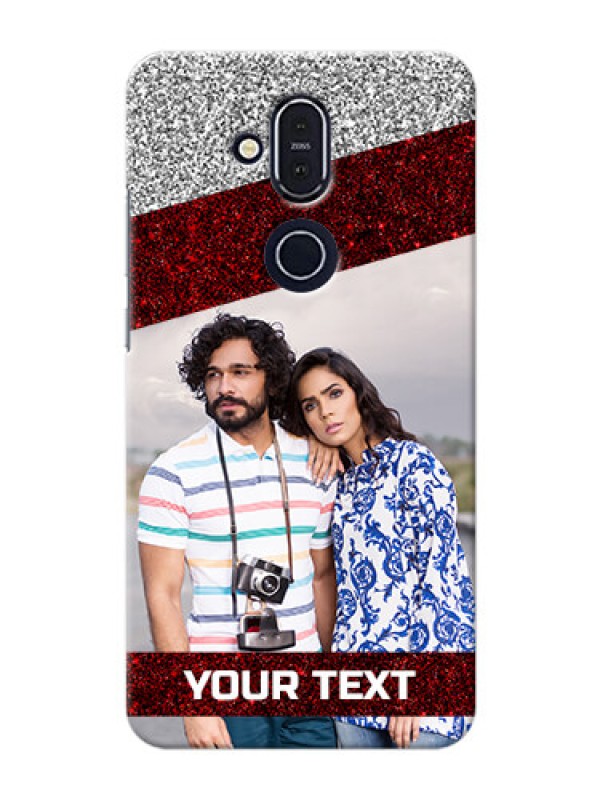 Custom Nokia 8.1 Mobile Cases: Image Holder with Glitter Strip Design