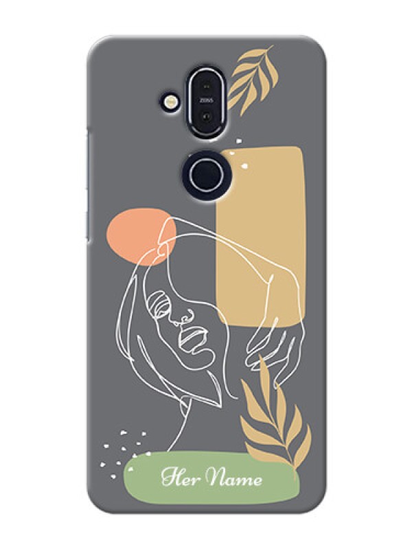 Custom Nokia 8.1 Phone Back Covers: Gazing Woman line art Design