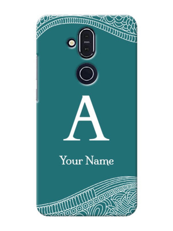 Custom Nokia 8.1 Mobile Back Covers: line art pattern with custom name Design