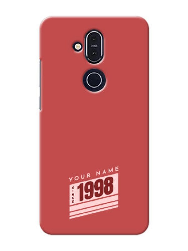 Custom Nokia 8.1 Phone Back Covers: Red custom year of birth Design