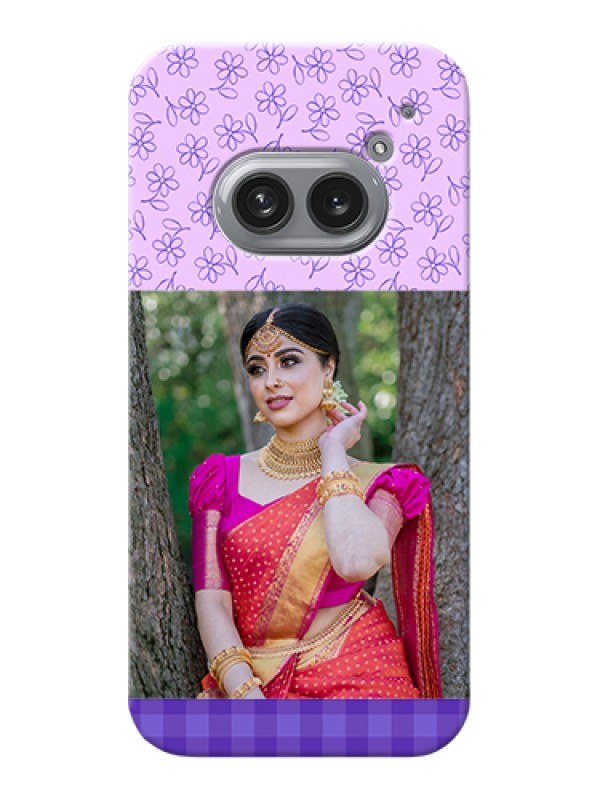 Custom Nothing Phone 2A Plus Custom Hard Phone Case - Purple Floral Design