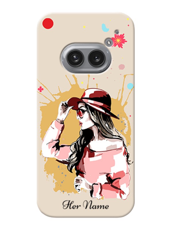 Custom Nothing Phone 2A Plus Custom Hard Phone Case - Women With Pink Hat Design