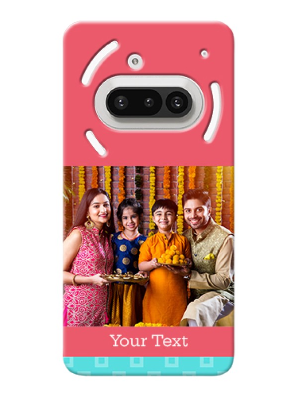 Custom Nothing Phone 3A 5G Custom Hard Phone Case - Peach & Blue Color Design