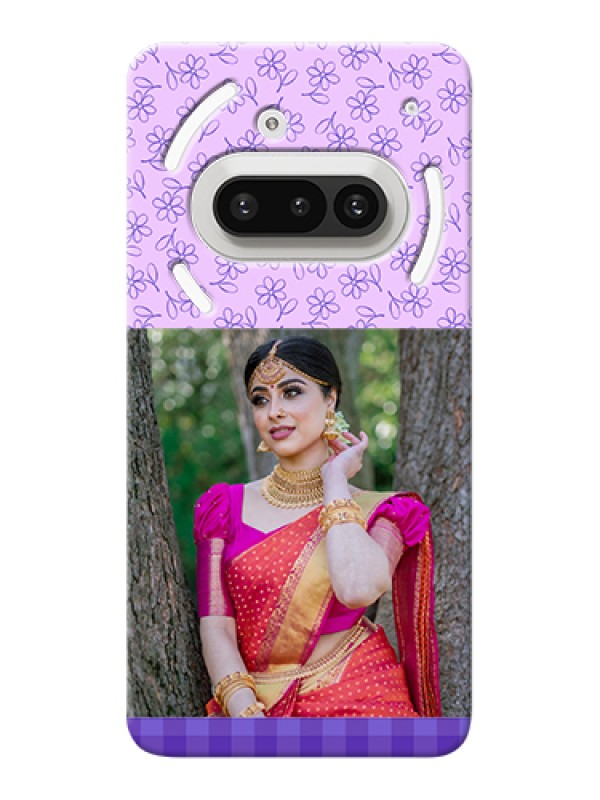 Custom Nothing Phone 3A 5G Custom Hard Phone Case - Purple Floral Design