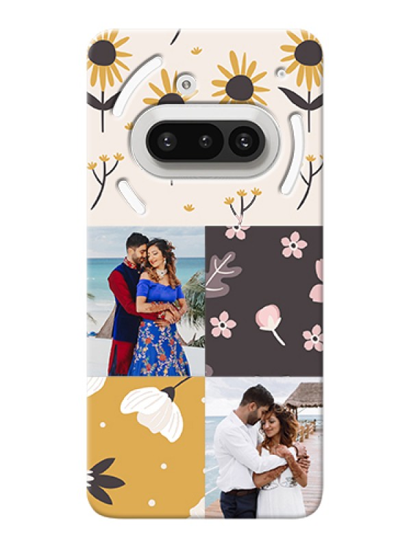 Custom Nothing Phone 3A 5G Custom Hard Phone Case - 3 Images With Floral Design