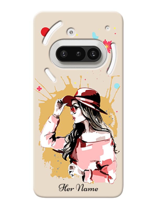 Custom Nothing Phone 3A 5G Custom Hard Phone Case - Women With Pink Hat Design