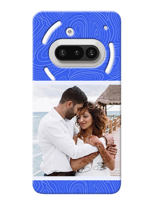 Custom Nothing Phone 3A 5G Custom Hard Phone Case - Curved Line Art With Blue And White Design