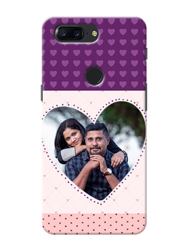 Custom One Plus 5T Violet Dots Love Shape Mobile Cover Design