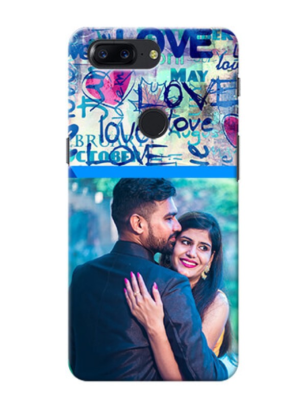 Custom One Plus 5T Colourful Love Patterns Mobile Case Design