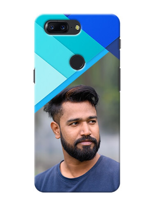 Custom One Plus 5T Blue Abstract Mobile Cover Design