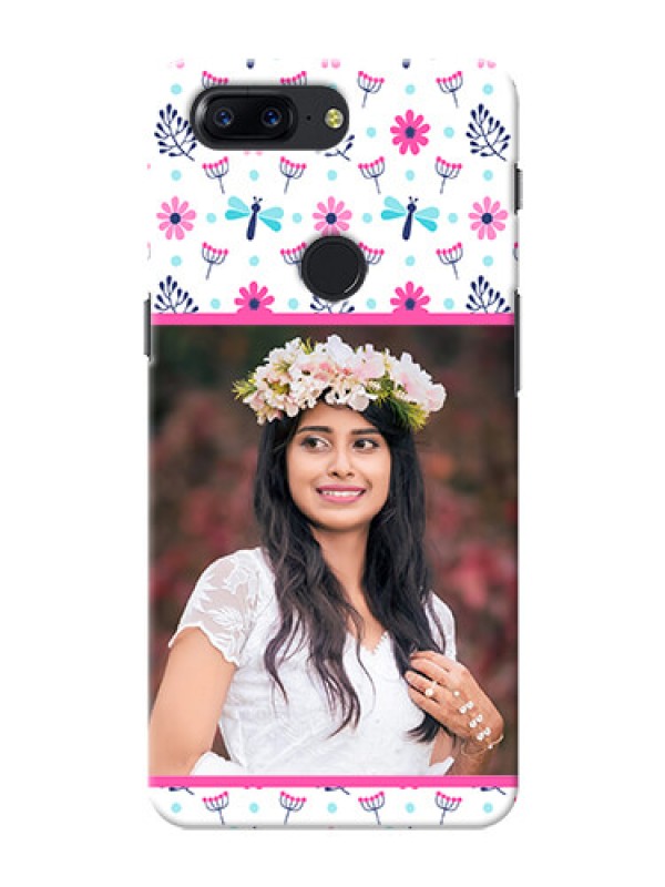 Custom One Plus 5T Colourful Flowers Mobile Cover Design