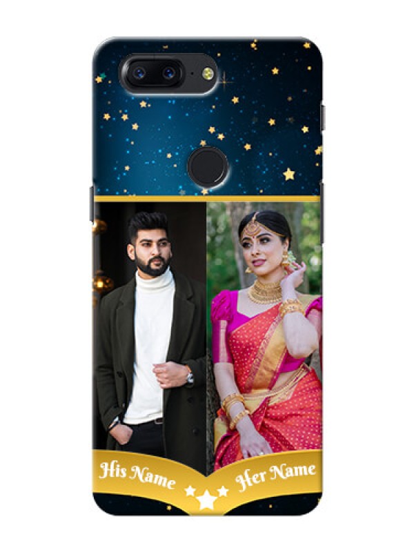Custom One Plus 5T 2 image holder with galaxy backdrop and stars  Design