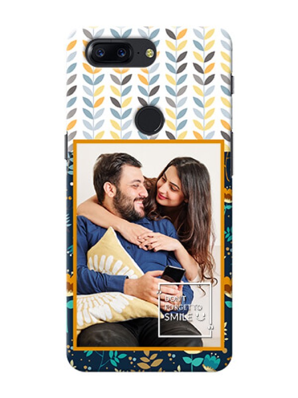 Custom One Plus 5T seamless and floral pattern design with smile quote Design