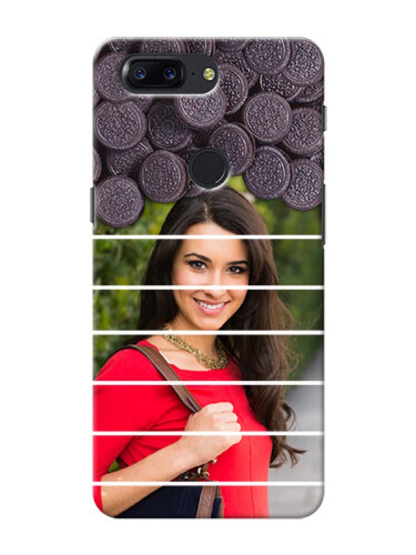 Custom One Plus 5T oreo biscuit pattern with white stripes Design