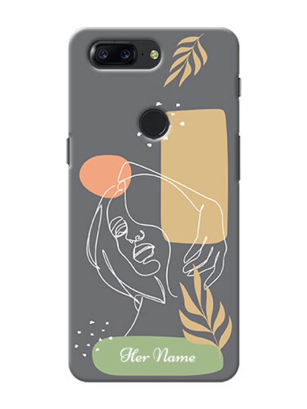 Custom OnePlus 5T Phone Back Covers: Gazing Woman line art Design