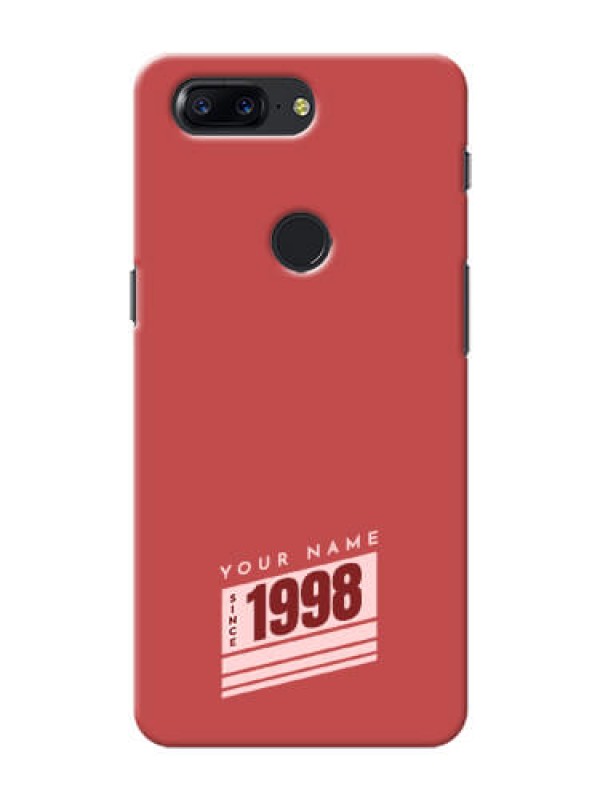 Custom OnePlus 5T Phone Back Covers: Red custom year of birth Design